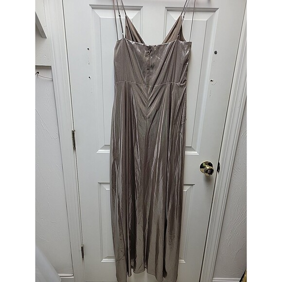 Lauren Ralph Lauren Metallic Gold Taupe Size 8 Cocktail Evening Dress Gown NEW - Picture 10 of 15